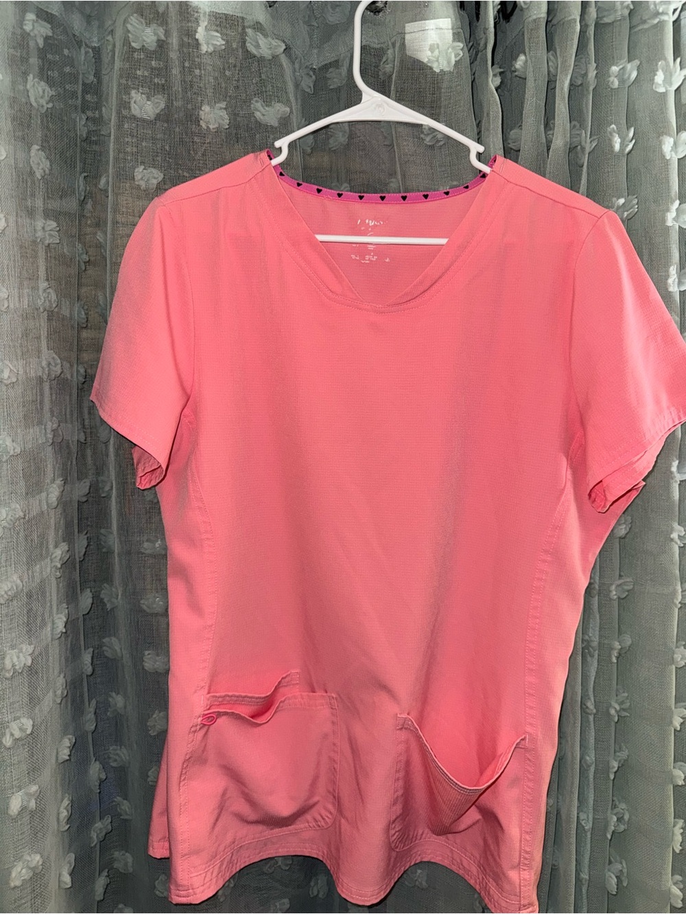 HeartSoul Coral Pink Short-Sleeve Medical Top